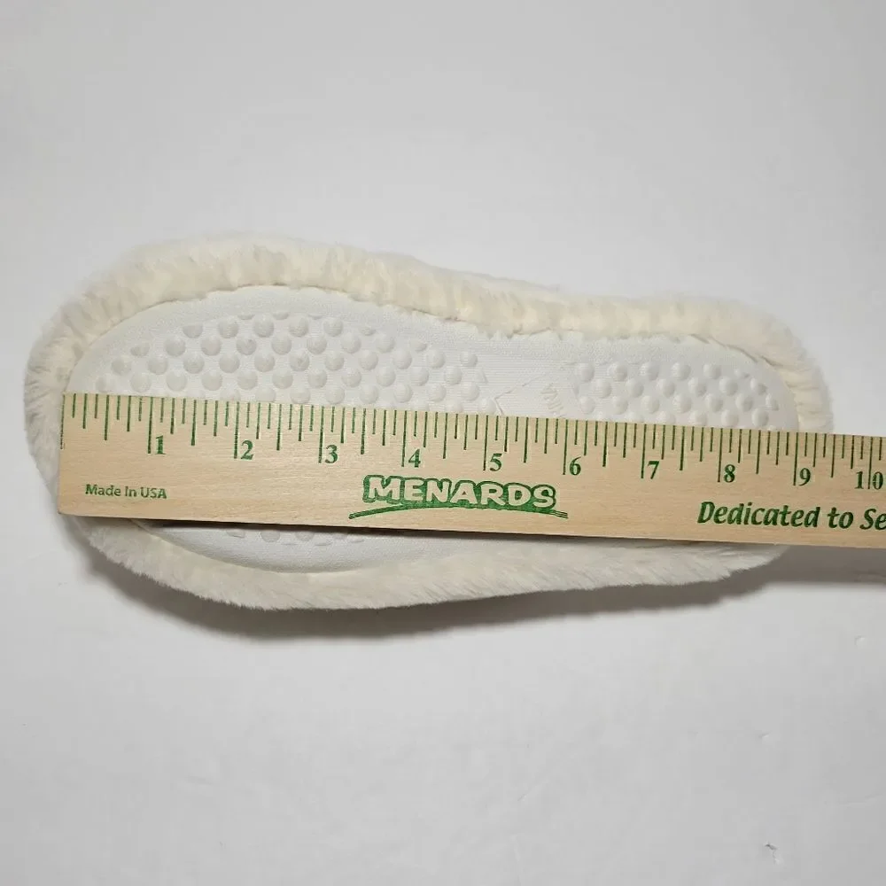 MIXIT Bear‎ Slippers Girls Size 5-6 Ivory Cream Plush Very Soft Slip On GUC